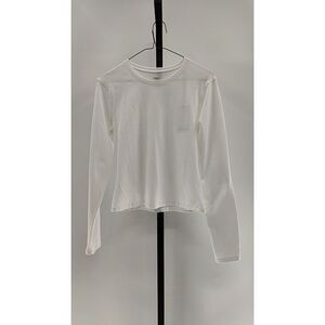 Quince White Long Sleeve Crewneck Top